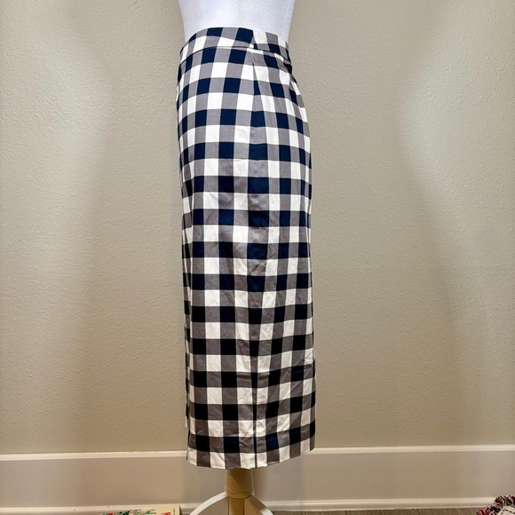 Banana Republic Navy and White Gingham Midi Skirt Size 6 - Picture 3 of 10